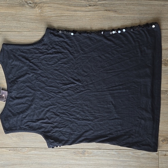 NWT Victor Alfaro Black Sequin Tank Top - Picture 3 of 7
